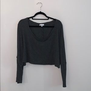 Grey long sleeve crop top